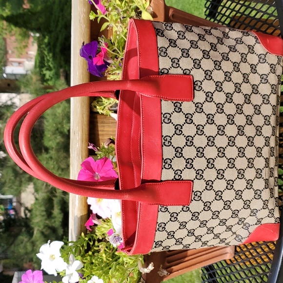 GUCCI gg Beautiful Authentic Vintage Classi Monogram Canvas Tote. - Picture 3 of 17